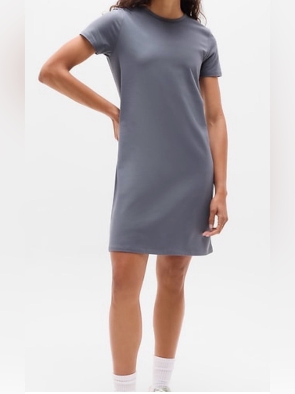 Athleta Essential Tee Dress Robbed Mini Slate Grey , size M - Picture 3 of 7